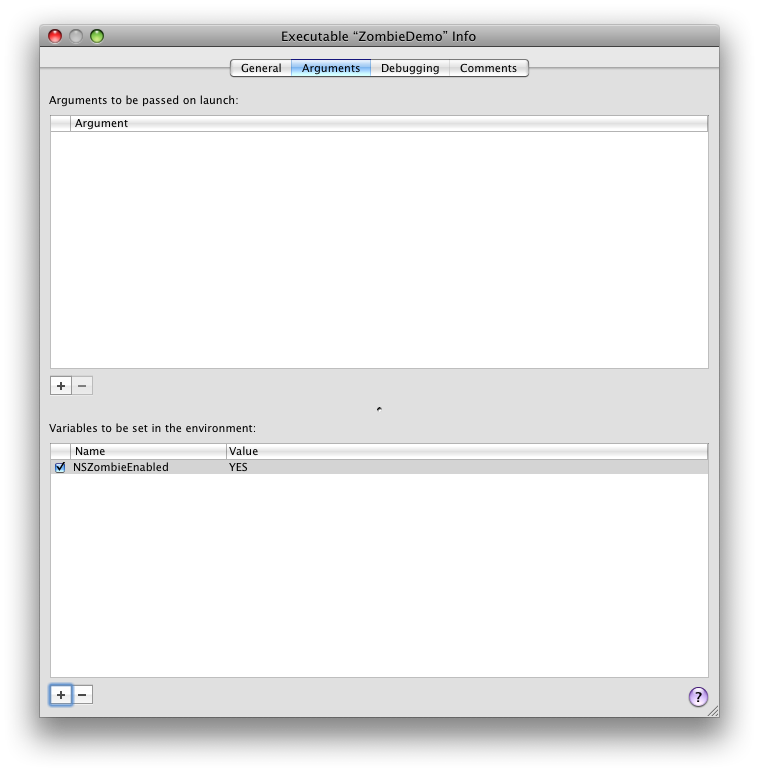 How to enable NSZombieEnabled